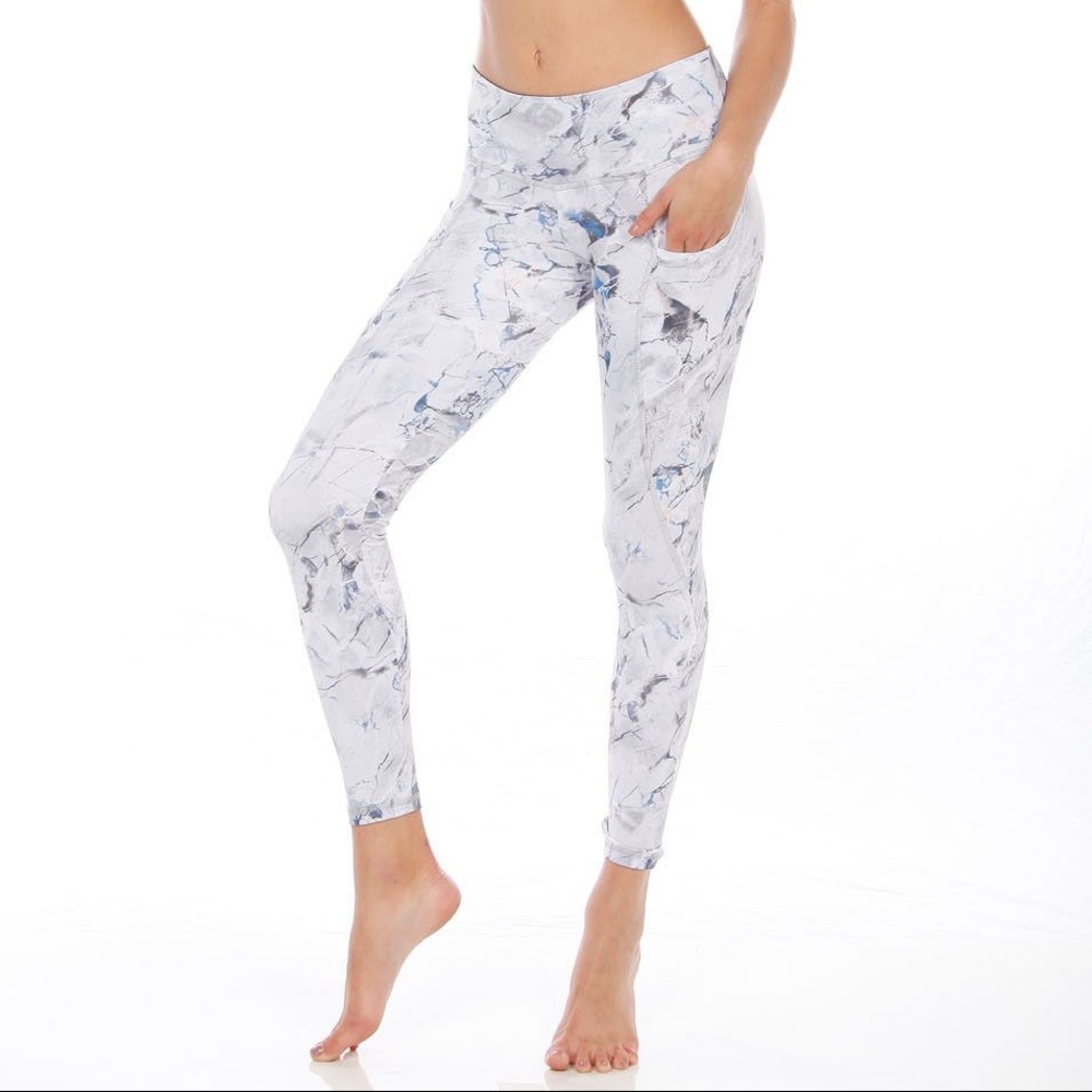 The Flynn Long in Blue Marble Leggings